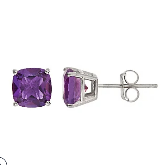 NWB Diamonique amethyst stud earrings - Picture 7 of 7